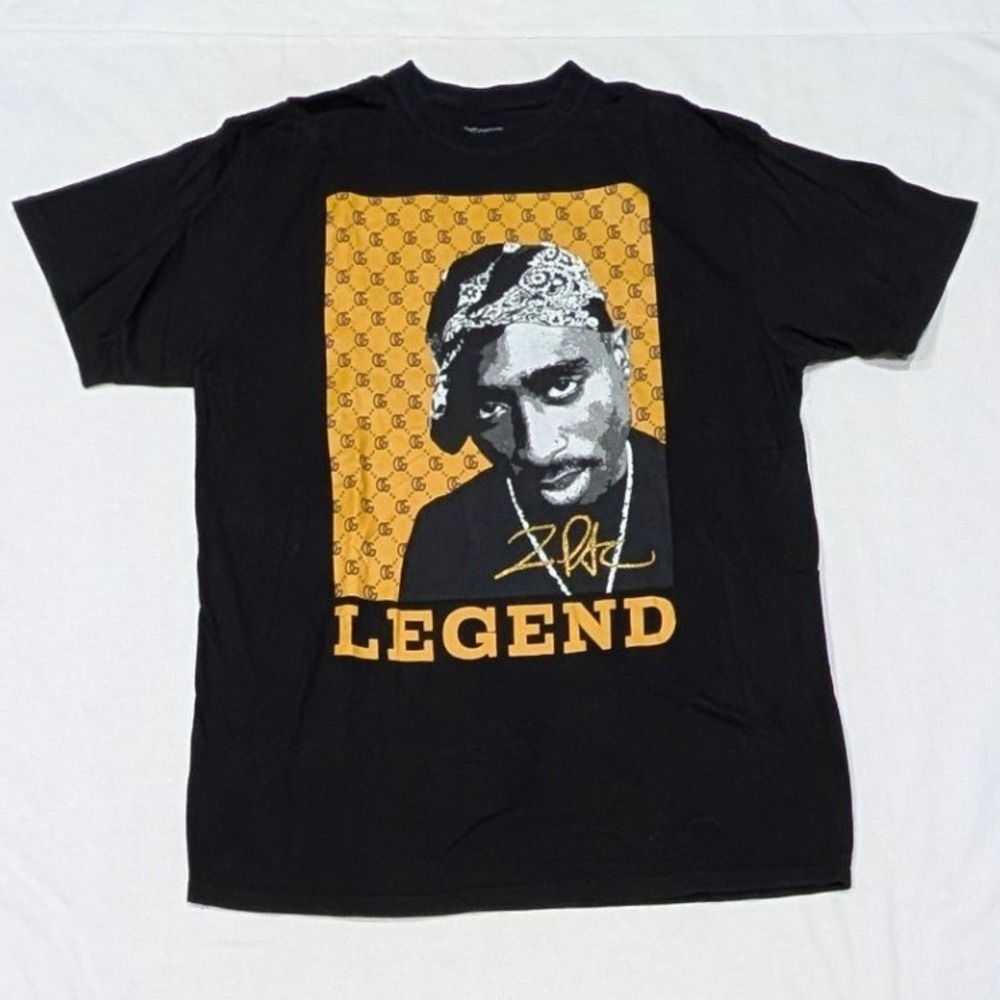 3FORTY Inc Tupac Shakur Legend Graphic T-Shirt Men's 3XL Black Hip Hop Rap Tee - Picture 2 of 9